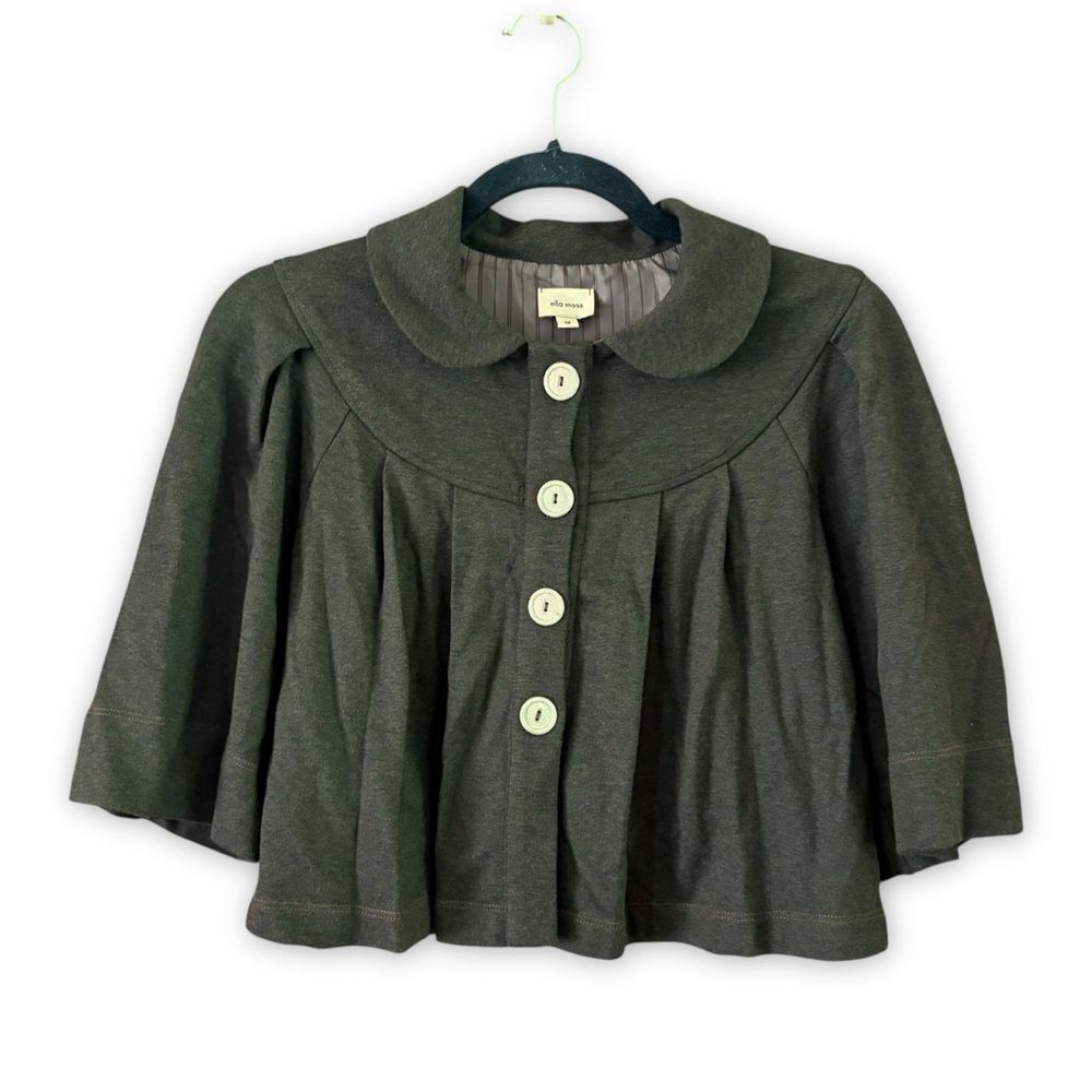 Ella Moss Brown Cropped Half Sleeve Jacket Size Medium Retro Twee Feminine